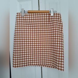 Burnt orange brown mini plaid skirt